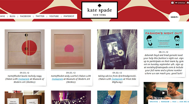 Kate Spade Tumblr Page