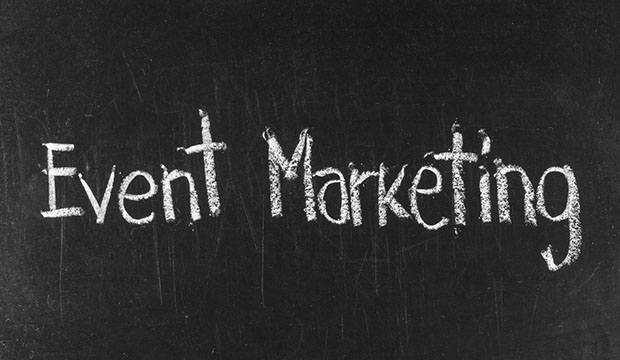 EVENT MARKETING written on blackboard background high resolution