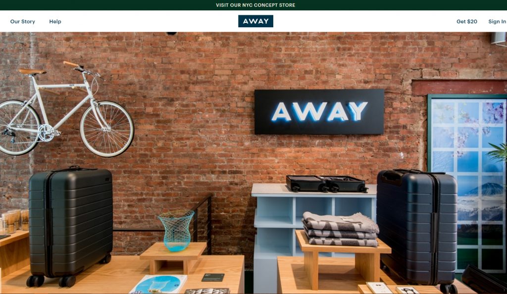 Away luggage pop up shop online